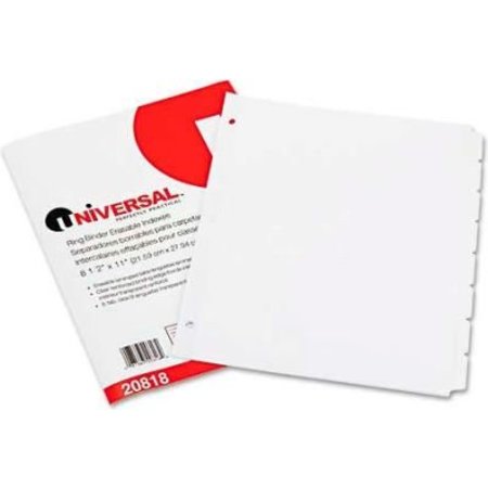 UNIVERSAL Write-On/Erasable Indexes, Eight White Tabs, Letter, White, 8/Set UNV20818***